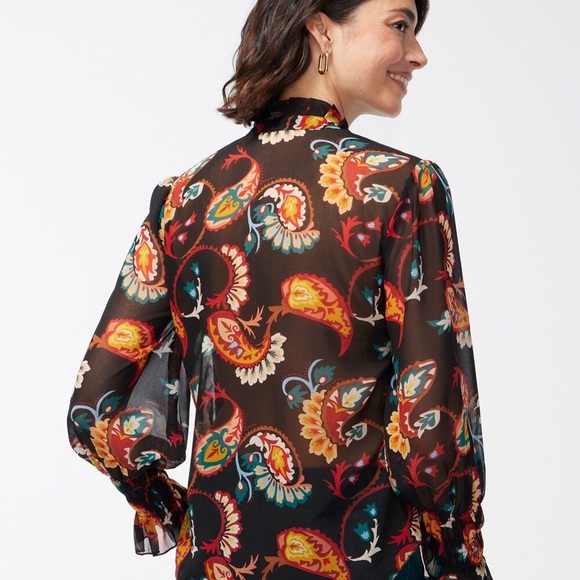 CHICO’S Chiffon Paisley Shirt - Picture 3 of 4